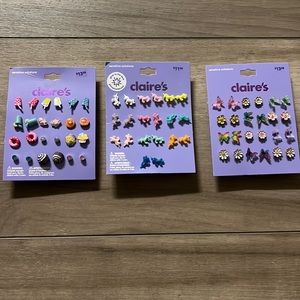 Brand new 3 packs of 12 pairs of Claire’s earrings